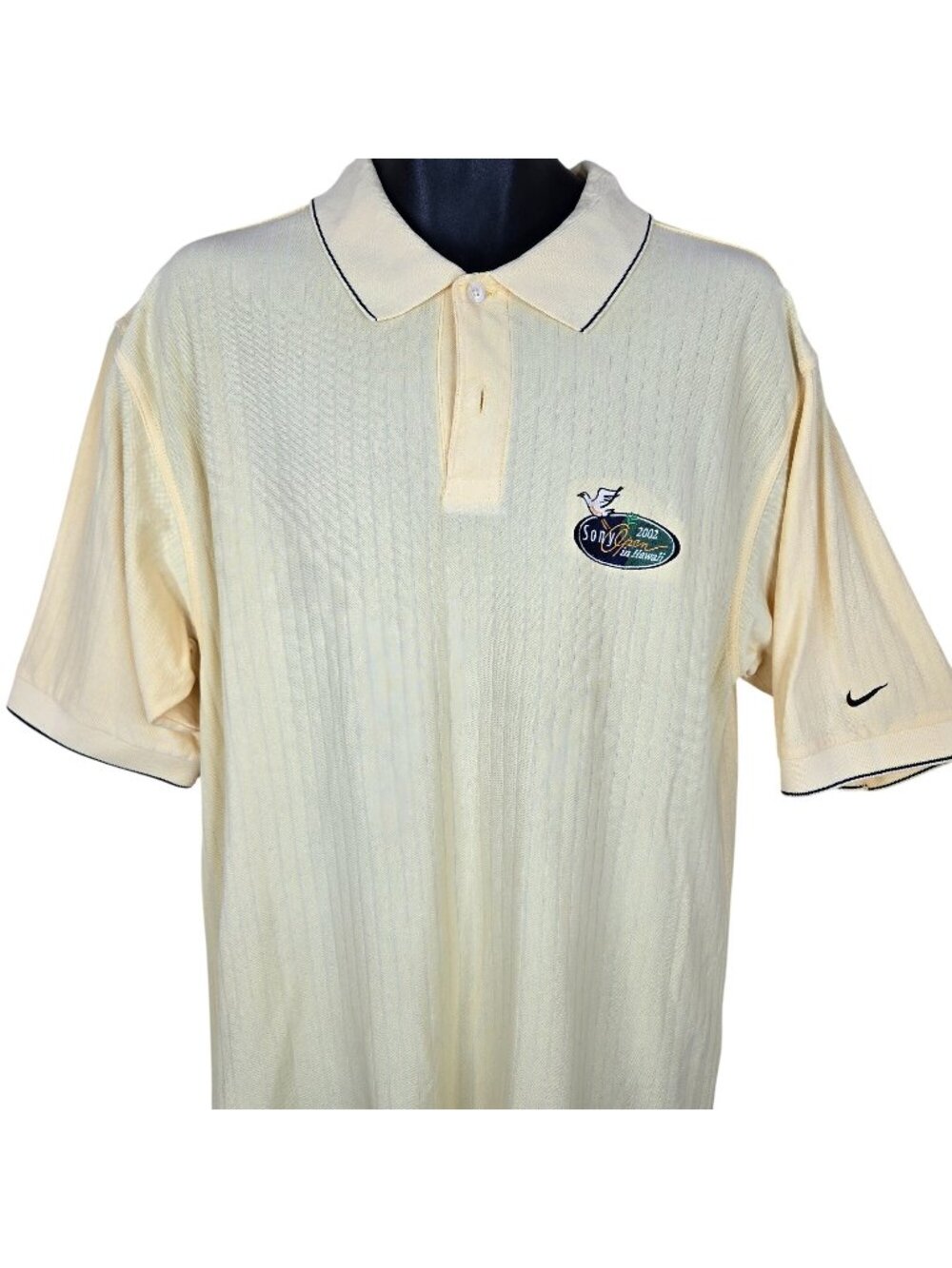 Vintage Nike Golf Dri-Fit Polo Shirt 2002 Sony Open Hawaii Logo Mens Size L Yell